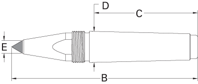CNC Threaded Dead Center — 4 MT — Carbide-Tipped Point