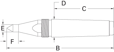 Royal CNC Threaded Dead Center Sizing Schematic
