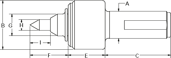 Heavy-Duty CNC Spindle Type Live Center Sizing Schematic